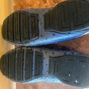 Versace Men's crocodile embossed loafers with the signature Medusa '95 hardware